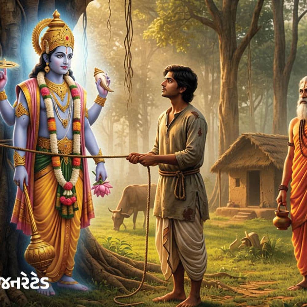 એક ગોવાળિયાને કારણે સંતને મળ્યો બોધ:પ્રેરક કથા: નિઃસ્વાર્થ ભક્તિથી ભગવાનની કૃપા મળે છે, કપટ કરનારા લોકોની ભક્તિ નિષ્ફળ જાય છે